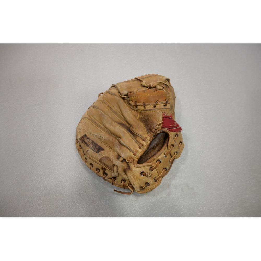 VTG Rawlings Catchers Mitt Adult OS Tan Nu-Grip Streamlined Vintage Leather Fair